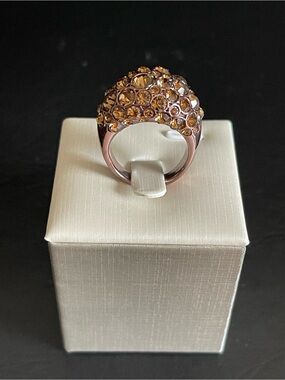 Fossil Brown rhinestone Dome Ring .
